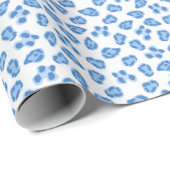 Leopard Dot in Blauem Porzellan Geschenkpapier (Rolleneckpunkt)