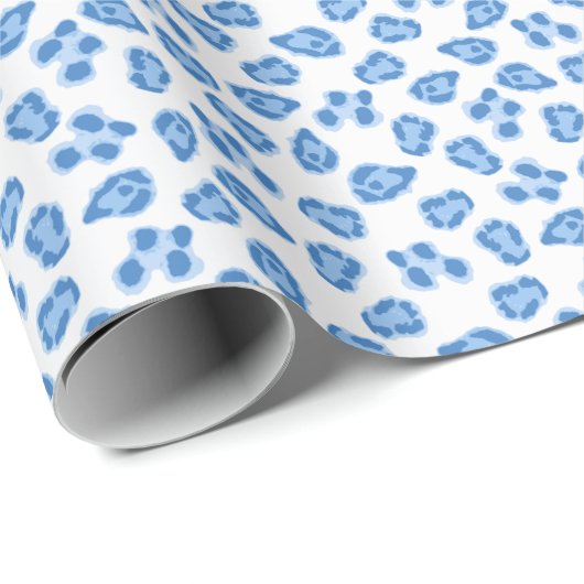 Leopard Dot in Blue Porcelain Geschenkpapier (Rolleneckpunkt)
