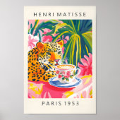Leopard Drink Coffee, Henri Matisse Print, Rosa Poster (Vorne)
