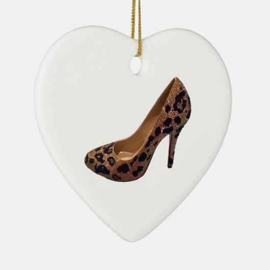 Leopard-Druck-Absatz-Schuh-Pumpe Keramik Ornament (Rechts)