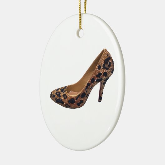 Leopard-Druck-Absatz-Schuh-Pumpe Keramik Ornament (Links)