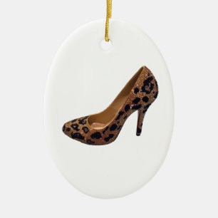 Leopard-Druck-Absatz-Schuh-Pumpe Keramik Ornament
