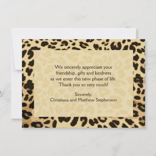 Leopard-Druck-Bogen danken Ihnen zu merken Dankeskarte (Rückseite)