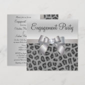 Leopard-Druck, Bogen u. Diamant-Verlobungs-Party Einladung (Vorne/Hinten)