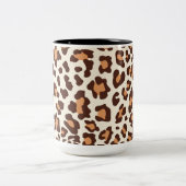 Leopard-Druck Brown, TAN, Creme Zweifarbige Tasse (Mittel)