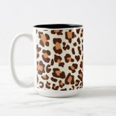 Leopard-Druck Brown, TAN, Creme Zweifarbige Tasse (Links)