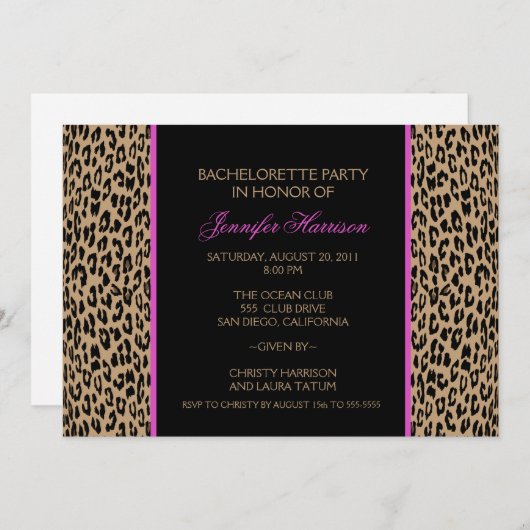 Leopard-Druck Einladung (Vorne/Hinten)
