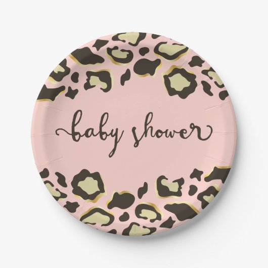 Leopard-Druck | erröten Babyparty des Rosa-| Pappteller (Vorderseite)