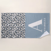 Leopard Druck erste Typografie blau modern Strandtuch (Vorderseite)