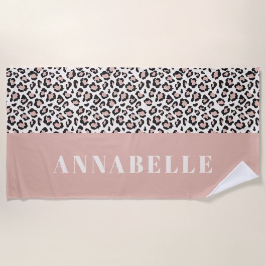 Leopard Druck erste Typografie pink mädchenhaft mo Strandtuch (Vorderseite)