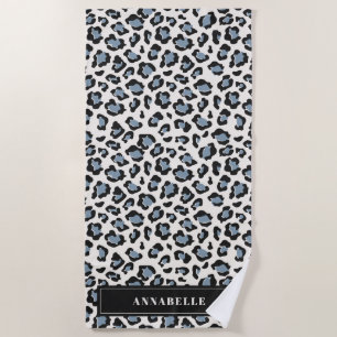 Leopard Druck Ersttypografie Blau Moderne Strandtuch