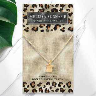 Leopard-Druck-Faux-Foil-Halsketten-Displaykarte Visitenkarte