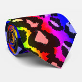 Leopard-Druck-Funky bunte Regenbogen-Krawatte Krawatte (Gerollt)