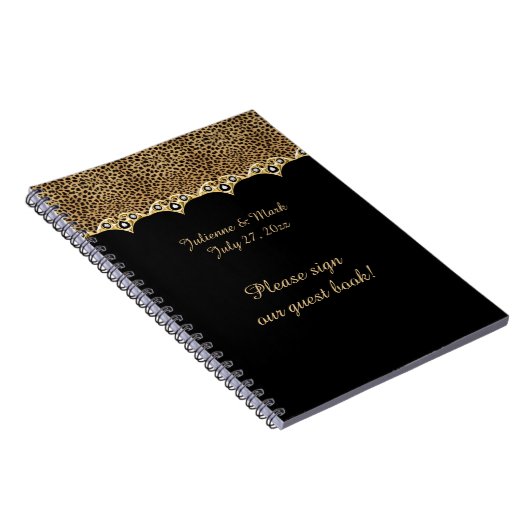 Leopard-Druck-Golddiamant-Gast-Buch Notizblock (Rechte Seite)