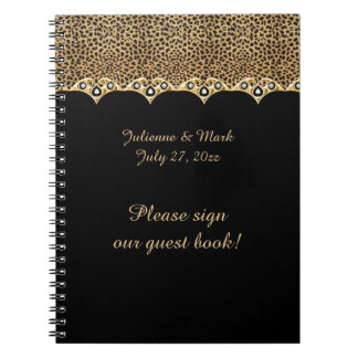 Leopard-Druck-Golddiamant-Gast-Buch Notizblock