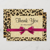 Leopard-Druck-heller rosa Bogen danken Ihnen zu Dankeskarte (Vorne/Hinten)