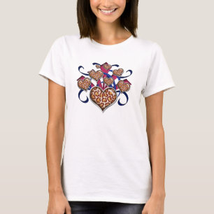 Leopard-Druck-Herzen Rosa u. Blau-Explosions-Shirt T-Shirt