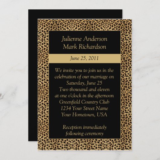 Leopard-Druck-Hochzeits-Einladung Einladung (Vorne/Hinten)