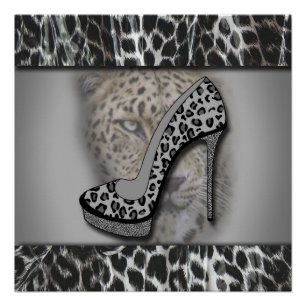 Leopard-Druck-hoher Absatz mit Leoparden Poster