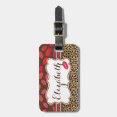 Leopard-Druck küsst personalisierte Adresse Gepäckanhänger (Vorderseite vertikal)