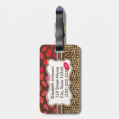 Leopard-Druck küsst personalisierte Adresse Gepäckanhänger (Rückseite vertikal)