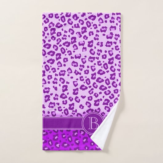 Leopard-Druck lila mit Monogramm Handtuch (Handtuch)