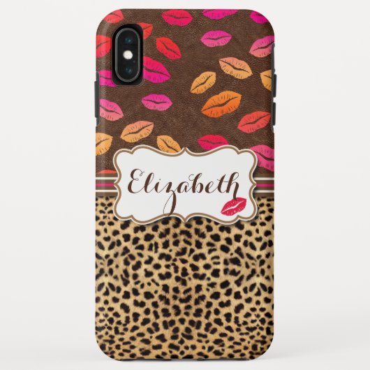 Leopard-Druck-Lippenküsse personalisiert Case-Mate iPhone Hülle (Rückseite)