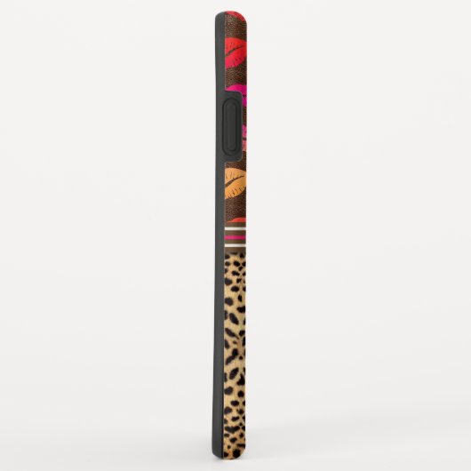 Leopard-Druck-Lippenküsse personalisiert Case-Mate iPhone Hülle (Hinten/Rechts)