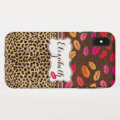 Leopard-Druck-Lippenküsse personalisiert Case-Mate iPhone Hülle (Rückseite (Horizontal))