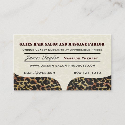Leopard-Druck-Massage-Salon Terminkarte (Vorderseite)