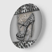 Leopard-Druck mit hoher Ferse mit Leopard Große Wanduhr (Winkel)