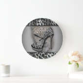 Leopard-Druck mit hoher Ferse mit Leopard Große Wanduhr (Zuhause)