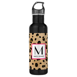 Leopard-Druck-Monogramm Edelstahlflasche