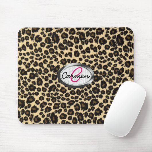 Leopard-Druck-Monogramm Mousepad (Mit Mouse)
