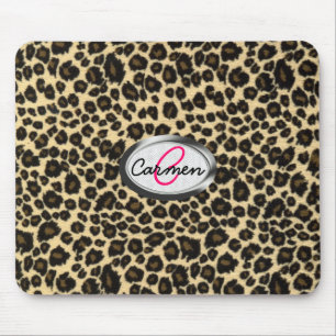 Leopard-Druck-Monogramm Mousepad