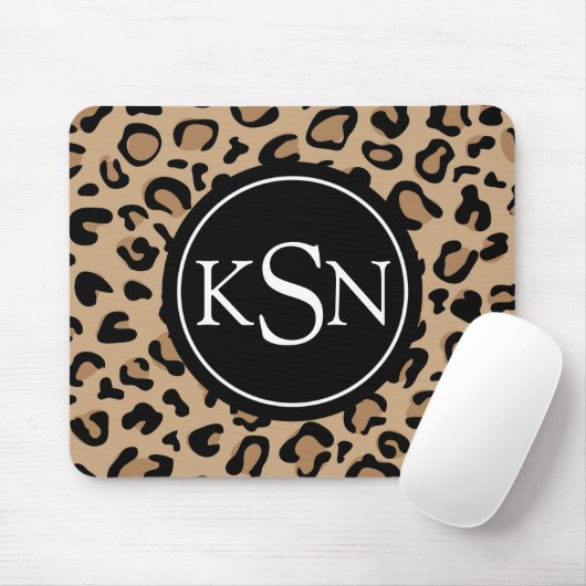 Leopard-Druck-Monogramm Mousepad (Mit Mouse)