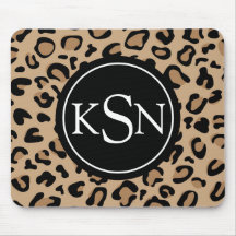 Leopard-Druck-Monogramm Mousepad