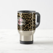 Leopard-Druck-Monogramm Reisebecher (VorderseiteRechts)