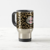 Leopard-Druck-Monogramm Reisebecher (Vorderseite Links)
