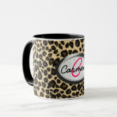 Leopard-Druck-Monogramm Tasse (Vorderseite Links)