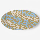 Leopard-Druck-Party-Teller (blau) Pappteller (Schrägansicht)