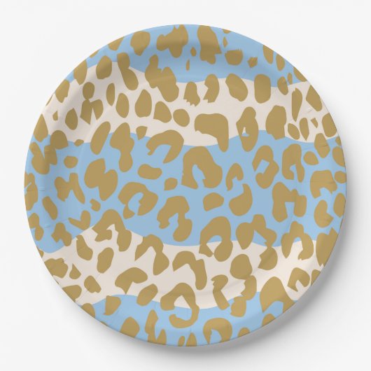 Leopard-Druck-Party-Teller (blau) Pappteller (Vorderseite)