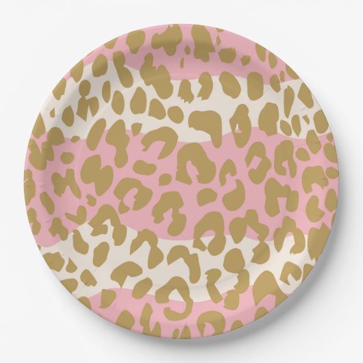 Leopard-Druck-Party-Teller (Rosa) Pappteller (Vorderseite)