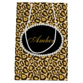 Leopard-Druck-Perlen u. Namensmonogramm Mittlere Geschenktüte (Rückseite)