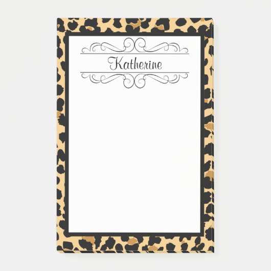 Leopard-Druck-personalisierte Post-it Klebezettel (Vorderseite)