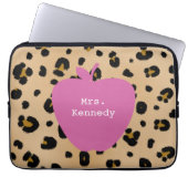Leopard-Druck-Rosa-Apple-Lehrer Laptopschutzhülle (Vorderseite)
