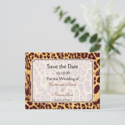 Leopard-Druck Save the Date Postkarte (Stehend Vorderseite)