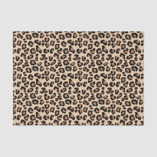 Leopard-Druck, Schwarzes, Brown, Rost und TAN Seidenpapier (Vorderseite)