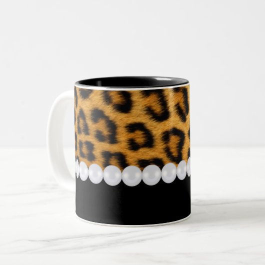 Leopard-Druck-Tasse Zweifarbige Tasse (Vorderseite Links)