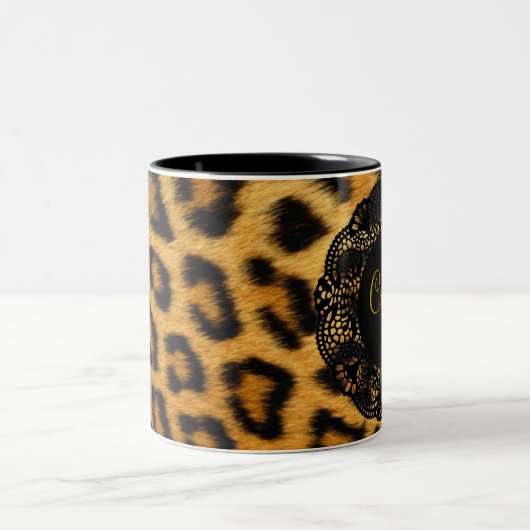 Leopard-Druck-Tasse Zweifarbige Tasse (Mittel)